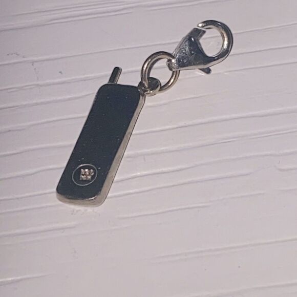 14k White Gold Cellphone Charm For Bracelet Or Necklace Lobster Clasp - Picture 7 of 7